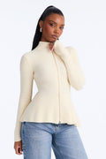 Rebecca Mock Neck Cardigan Sweater - Cream