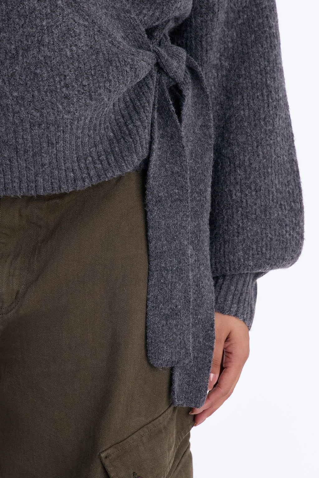 Ice Drift Long Sleeve Surplice Cardigan - Charcoal