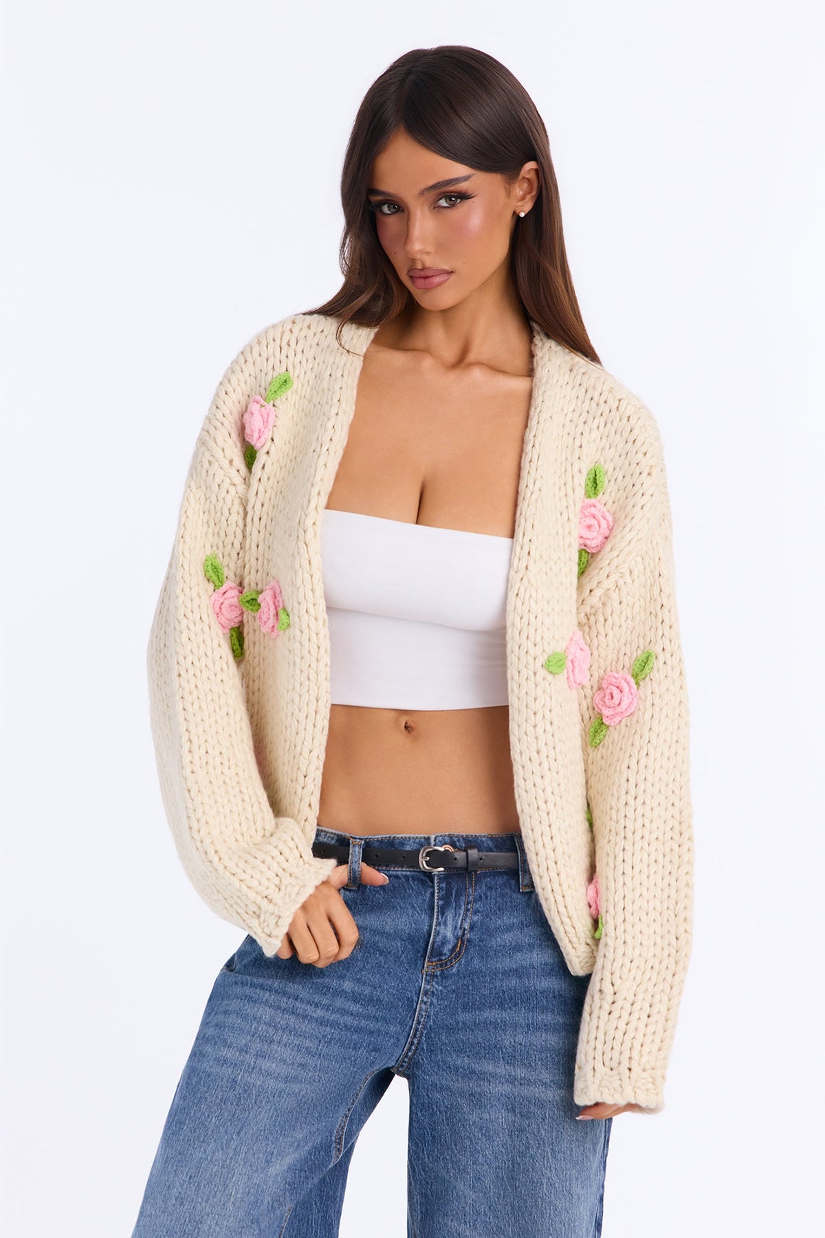 Floral Moments Embroidered Cardigan - Cream/combo