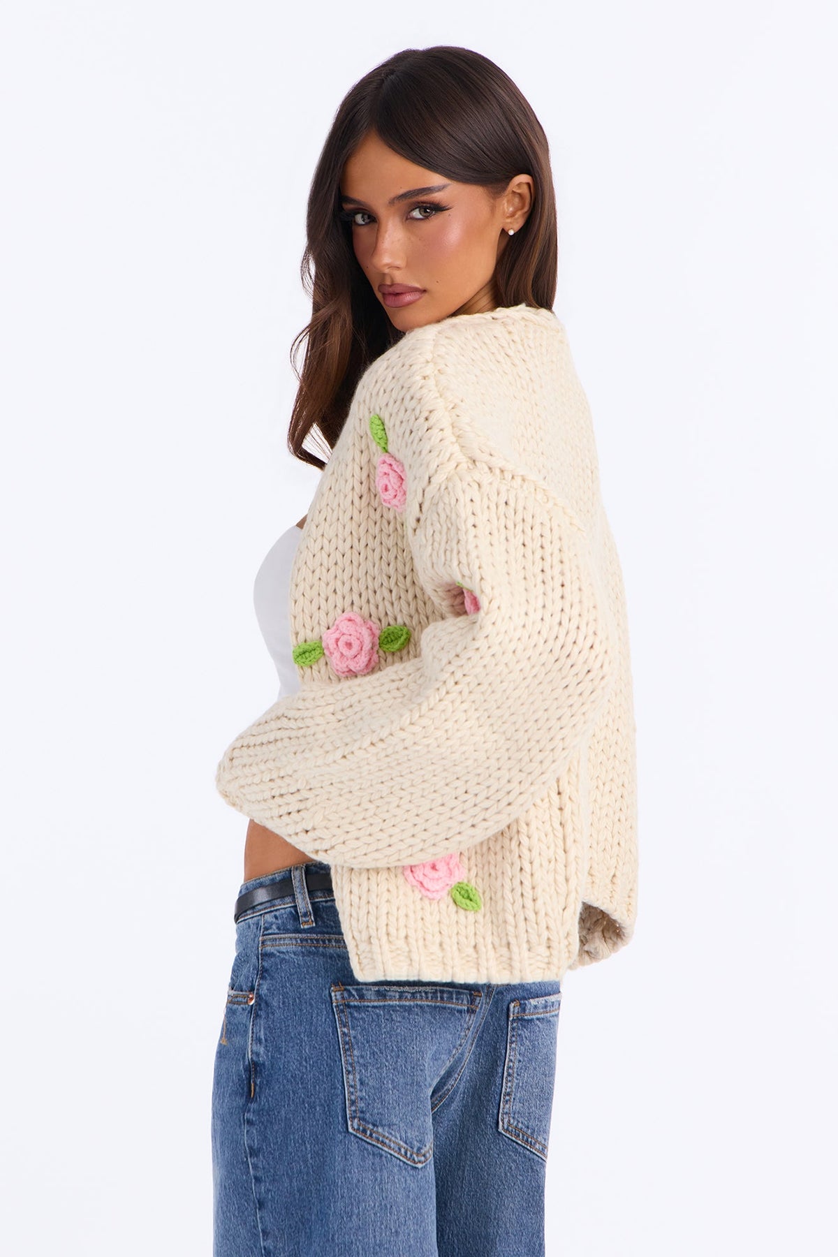 Floral Moments Embroidered Cardigan - Cream/combo