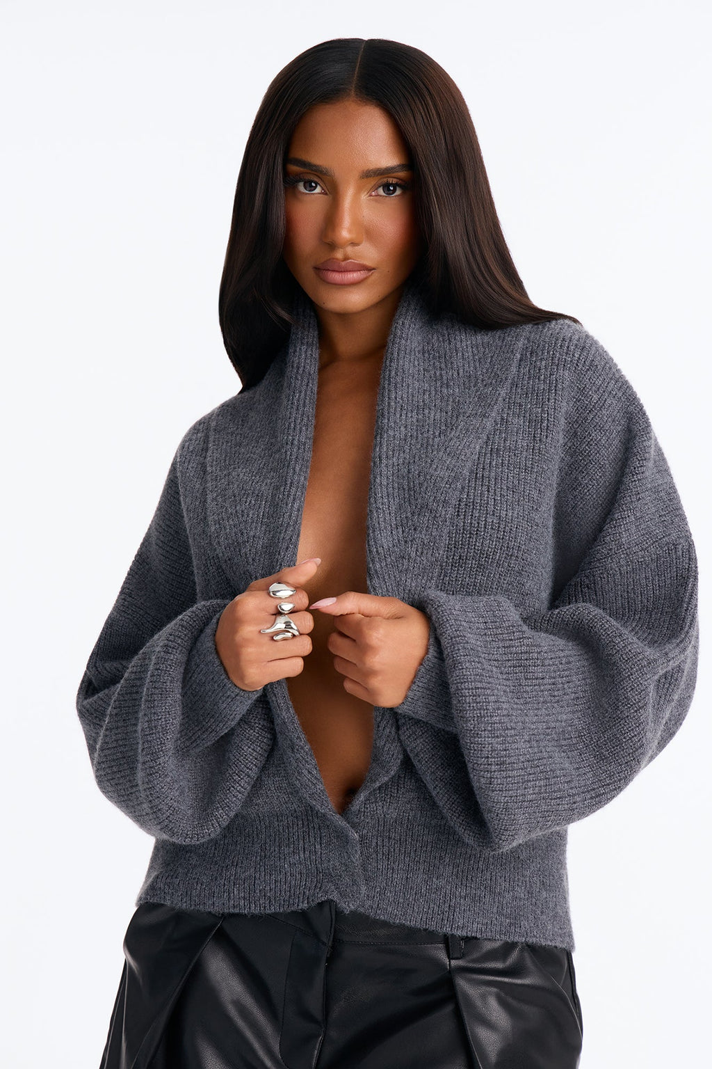 Dreaming Of Us Button Up Cardigan - Charcoal