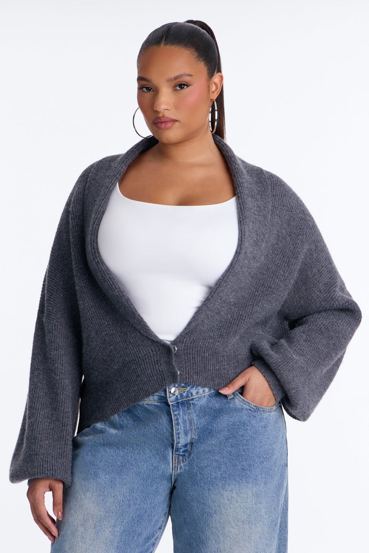 Dreaming Of Us Button Up Cardigan - Charcoal
