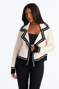 Stay Awhile Contrast Cardigan - Cream/combo