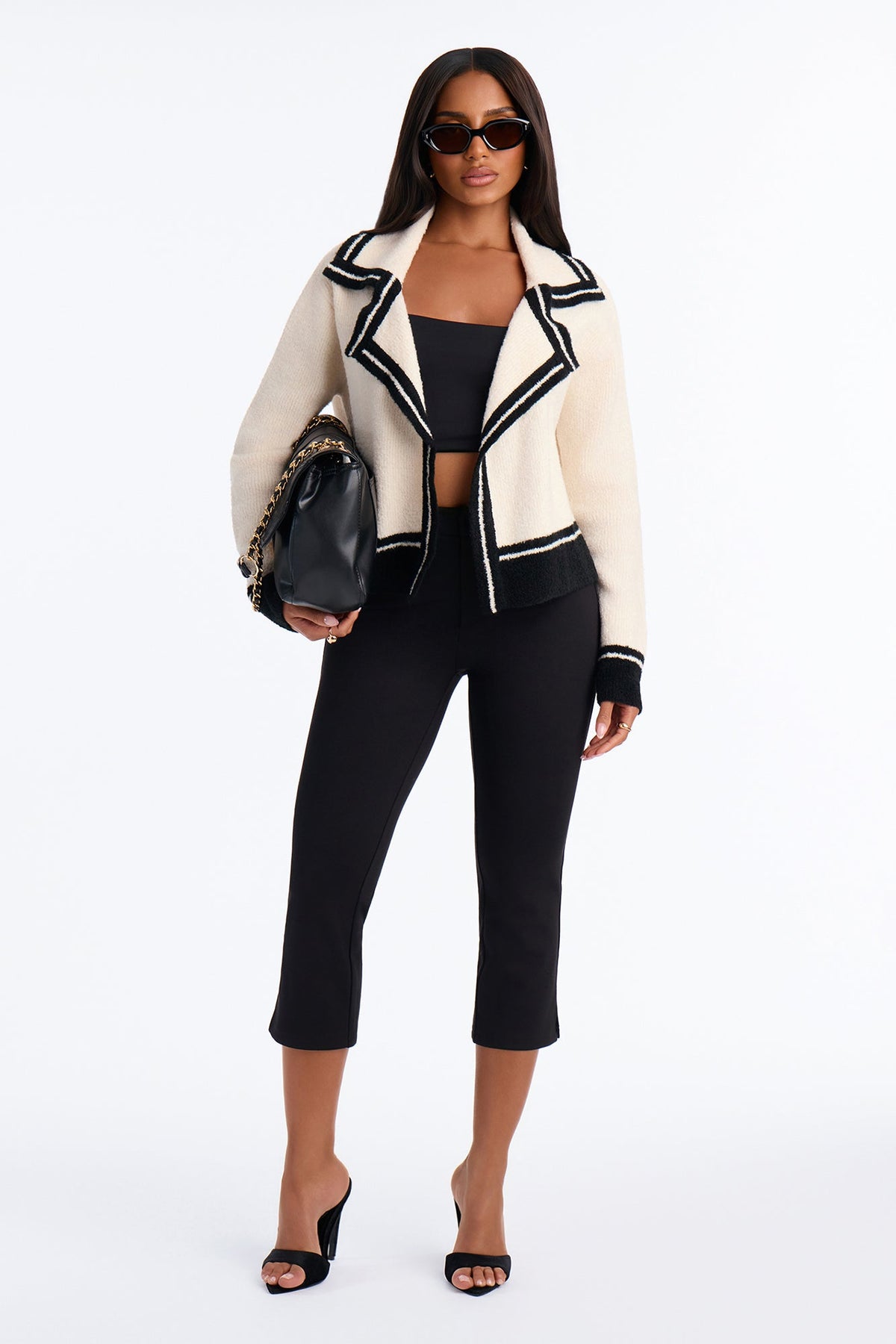 Stay Awhile Contrast Cardigan - Cream/combo