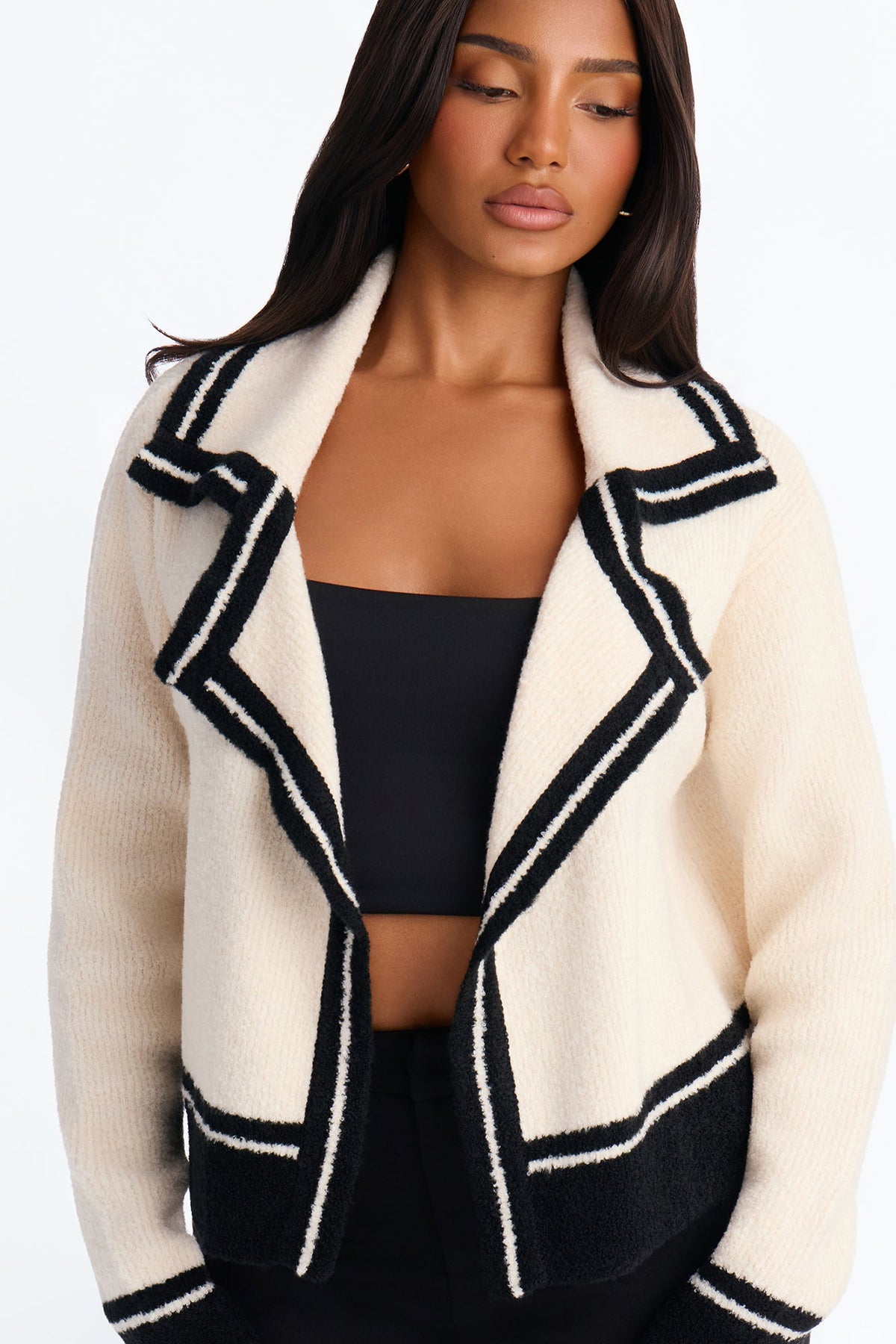 Stay Awhile Contrast Cardigan - Cream/combo