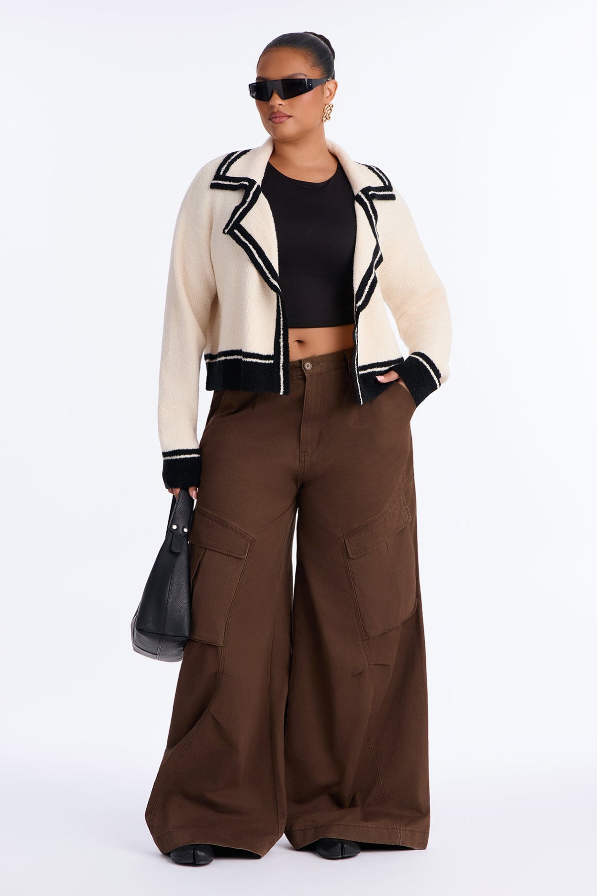 Stay Awhile Contrast Cardigan - Cream/combo