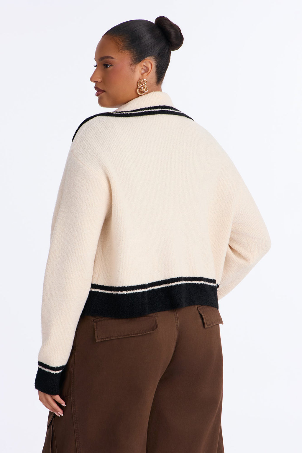 Stay Awhile Contrast Cardigan - Cream/combo