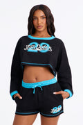 Von Dutch 29 Contrast Stitching Cotton PJ Short Set - Black/Blue