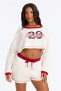 Von Dutch 29 Contrast Stitching Cotton PJ Short Set - Cream/combo