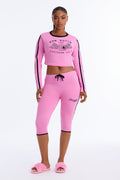 Von Dutch Southern Cali Flying Eye Contrast PJ Capri Pant Set - Pink/combo