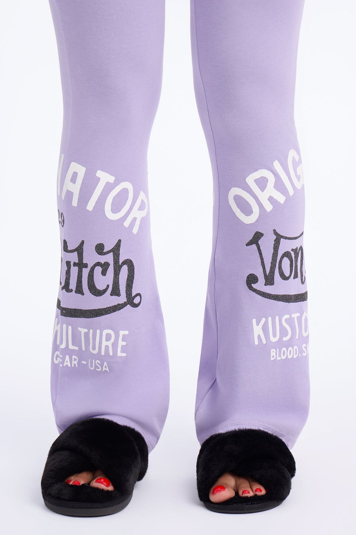 Von Dutch Originator Kustom Kulture Lace Flare PJ Pant Set - Purple/combo
