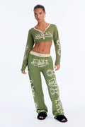 Von Dutch Flame Sleeve PJ Pant Set - Green/combo