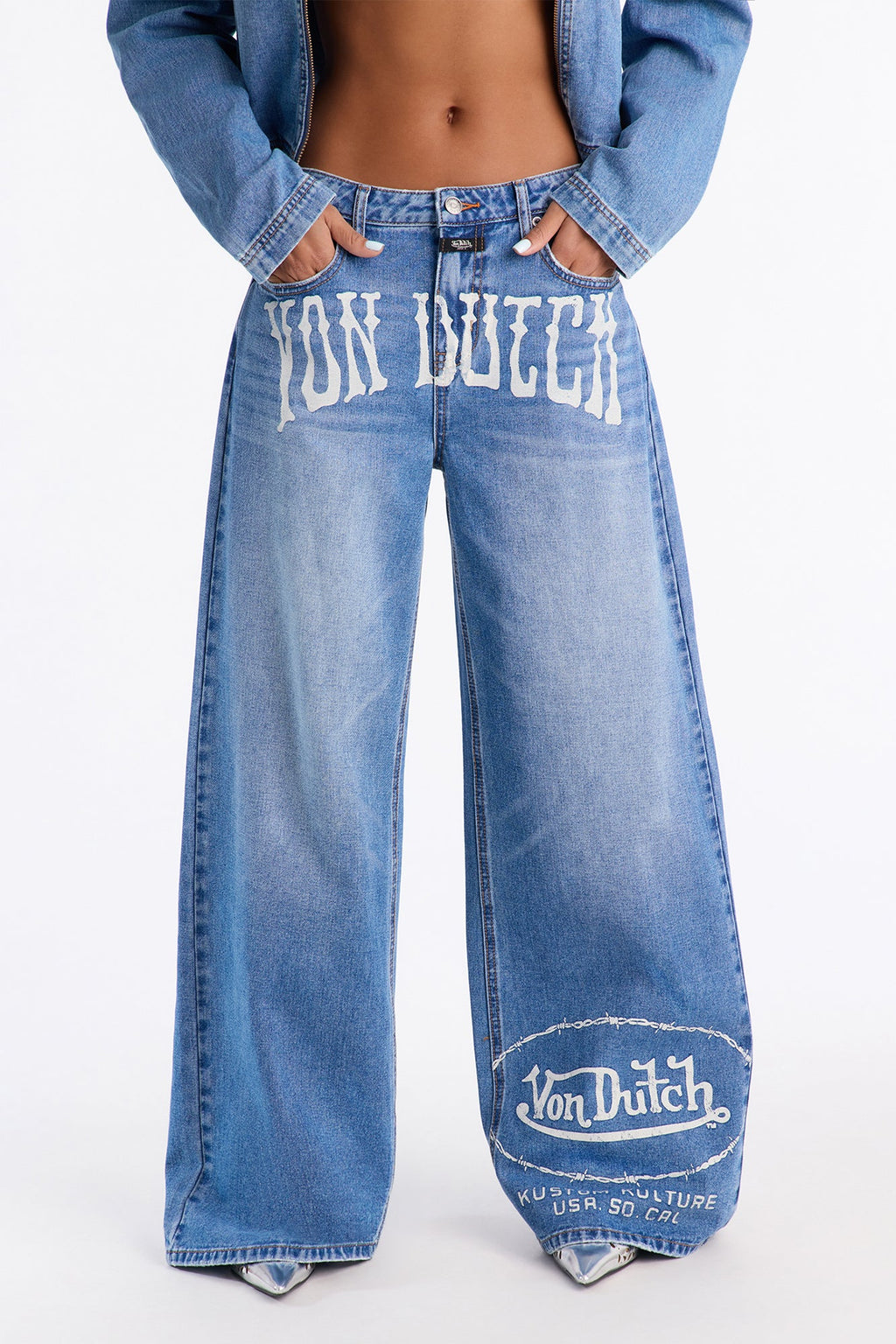 Von Dutch OG Wide Leg Jeans - Medium Wash