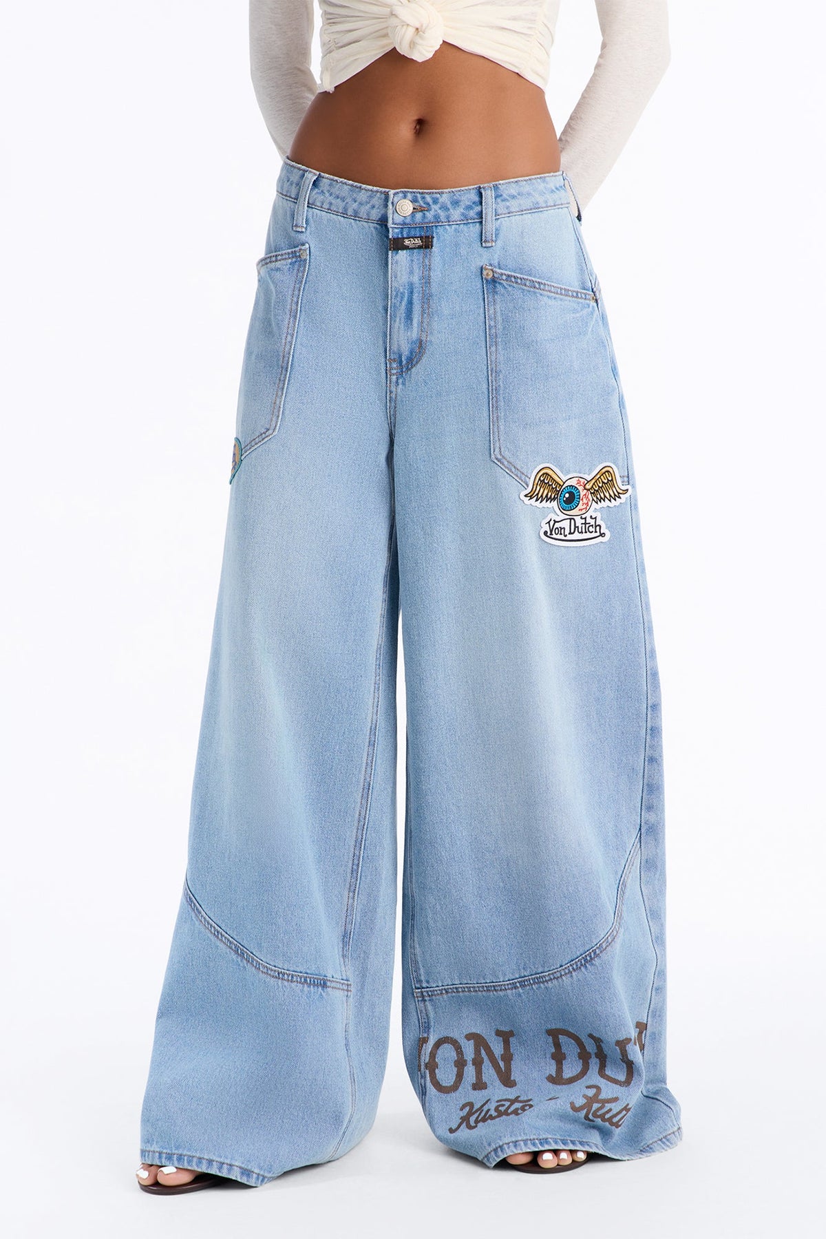 Von Dutch California Wide Leg Jeans - Light Wash