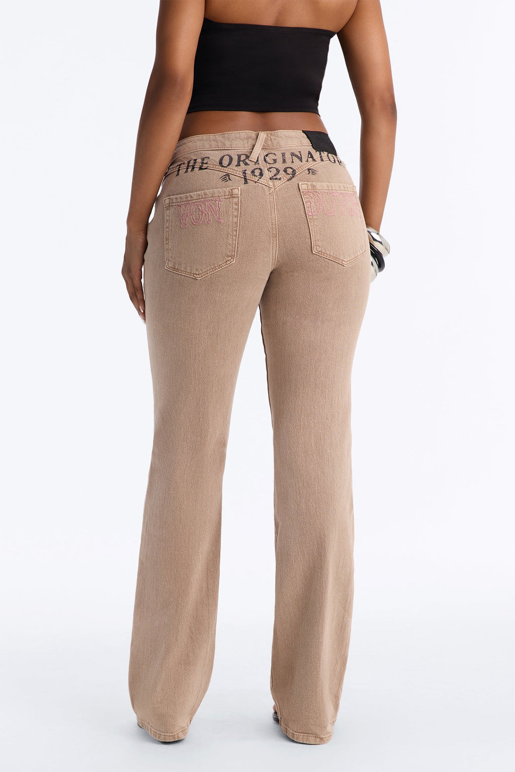 Von Dutch Originator Low Rise Bootcut Jeans - Brown