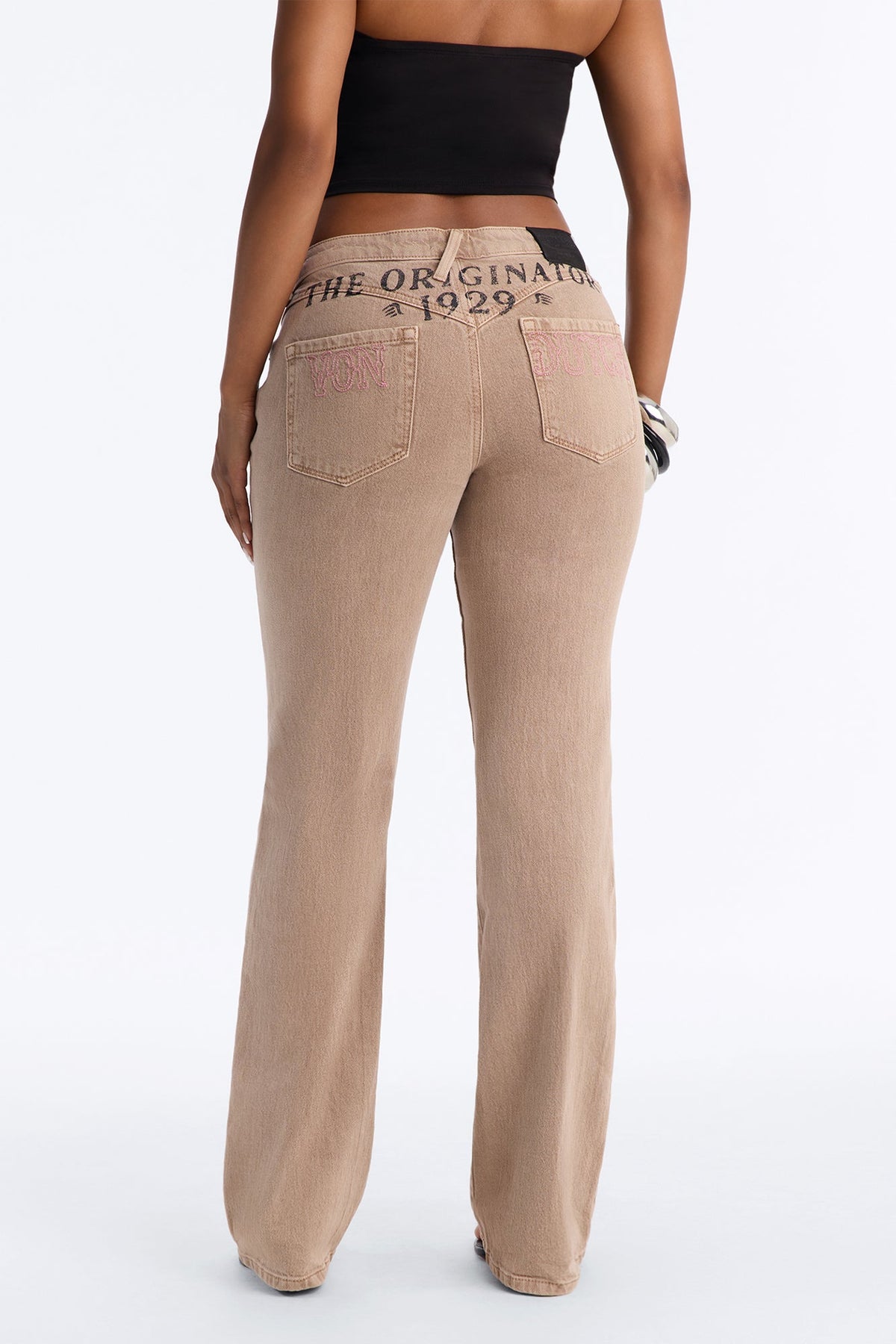 Von Dutch Originator Low Rise Bootcut Jeans - Brown