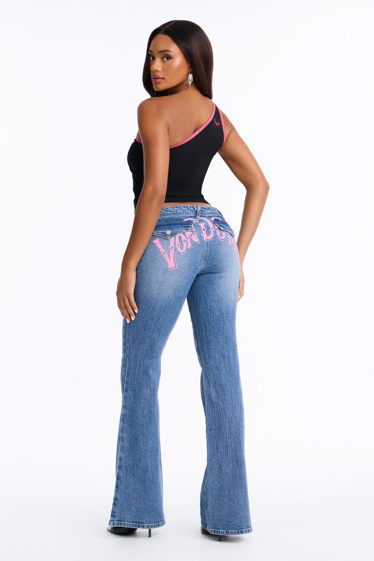 Von Dutch Low Rise Pocket Flap Jeans - Medium Wash