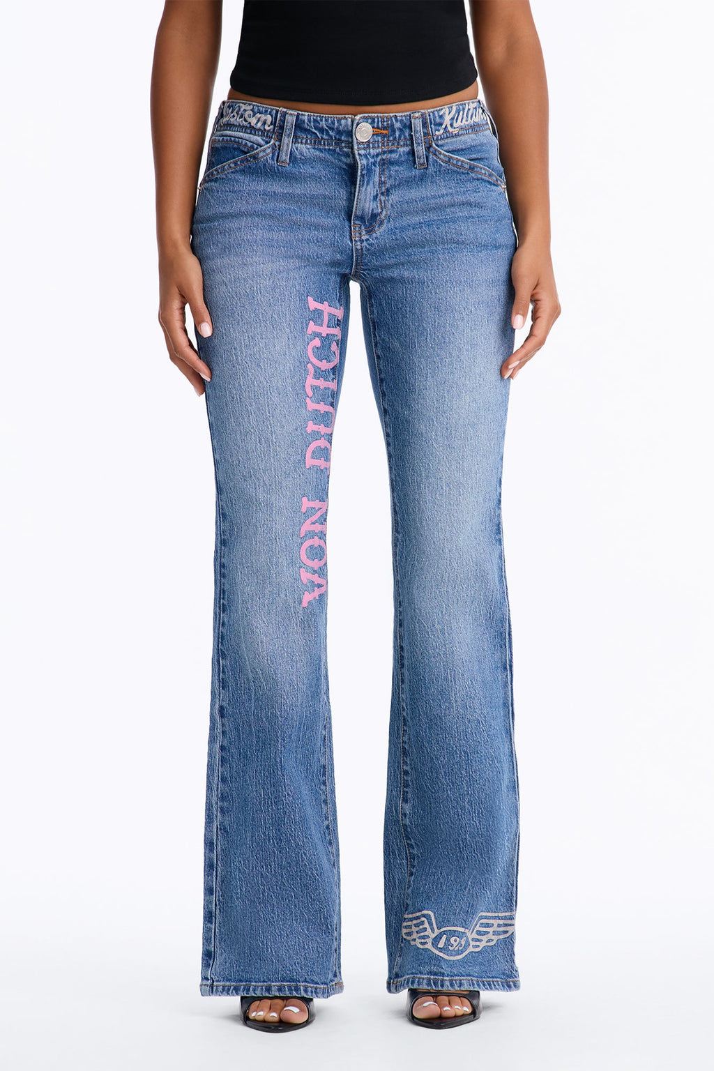 Von Dutch Low Rise Pocket Flap Jeans - Medium Wash