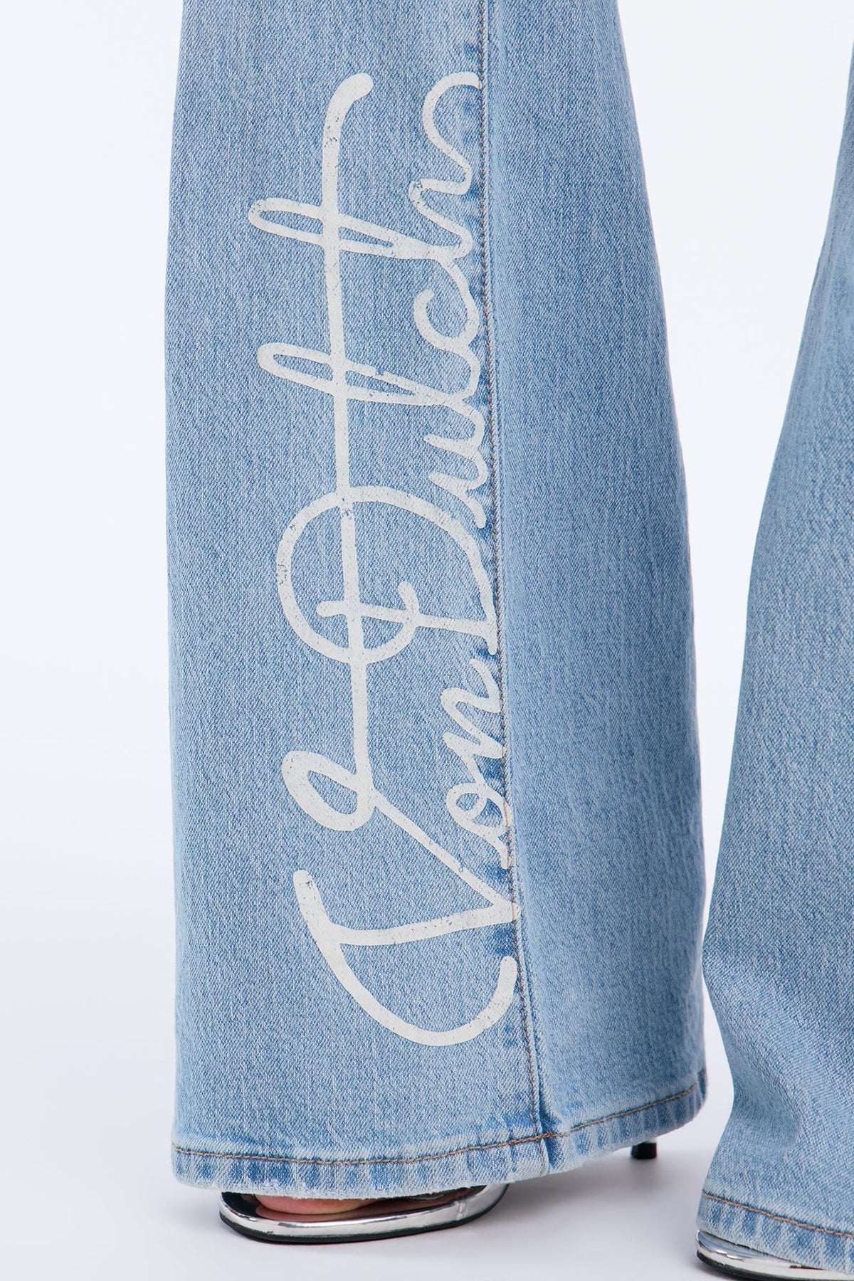 Von Dutch Embellished Low Rise Flare Jeans - Medium Wash