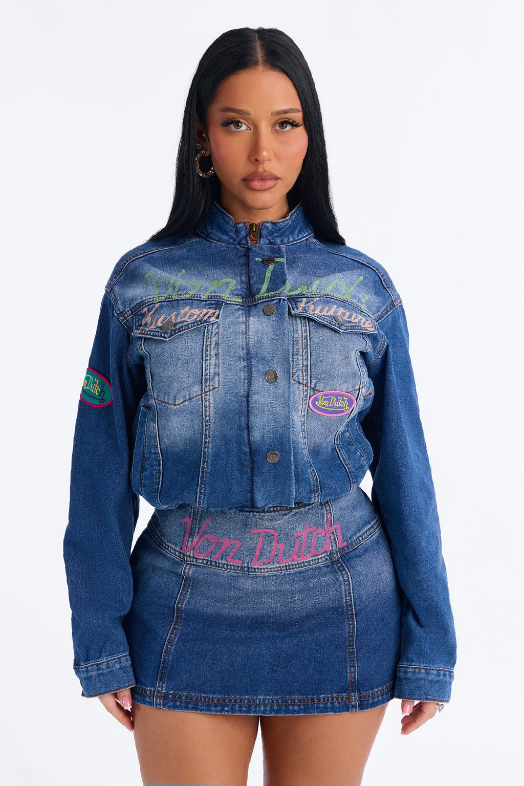 Von Dutch Denim Track Jacket - Dark Wash