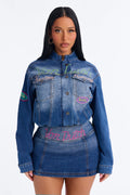 Von Dutch Denim Track Jacket - Dark Wash