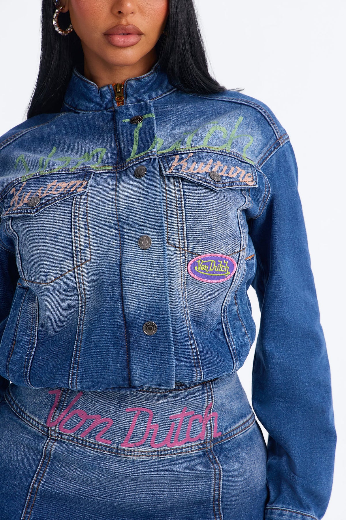 Von Dutch Denim Track Jacket - Dark Wash