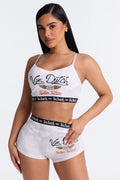 Von Dutch Kustom Kulture 2 Piece Bralette And Boyshort Set - Grey/combo