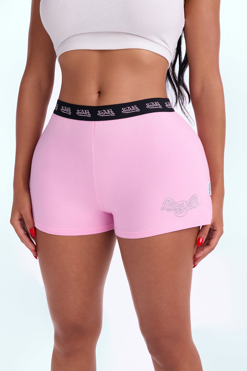 Von Dutch Rhinestone Boxer Short - Pink
