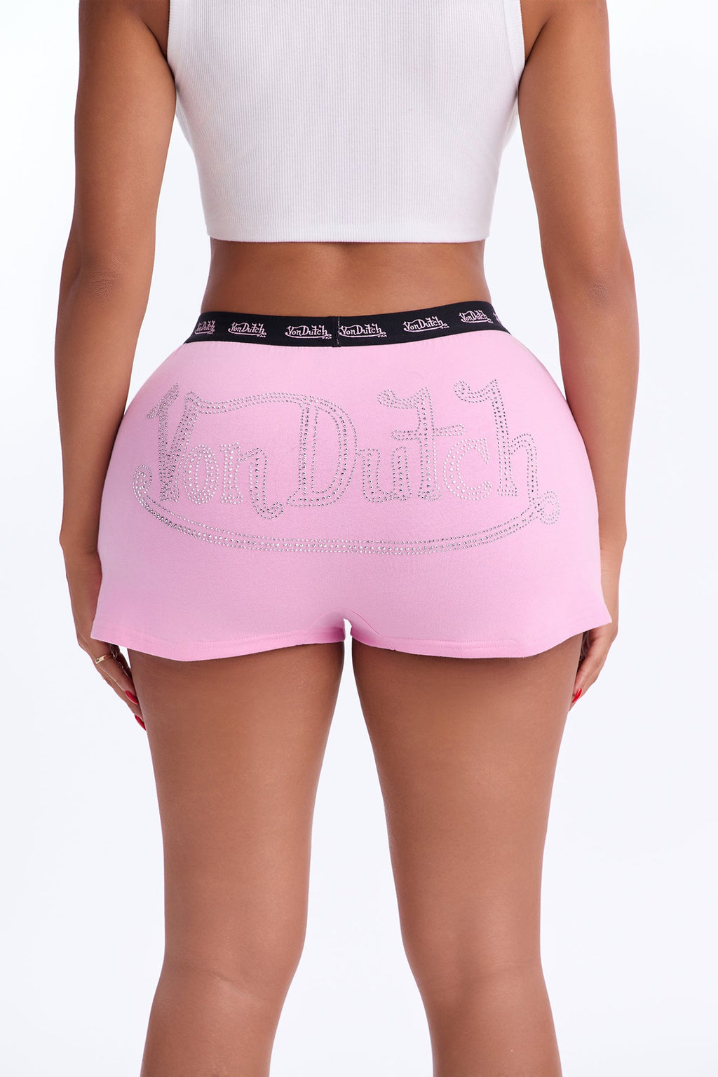 Von Dutch Rhinestone Boxer Short - Pink