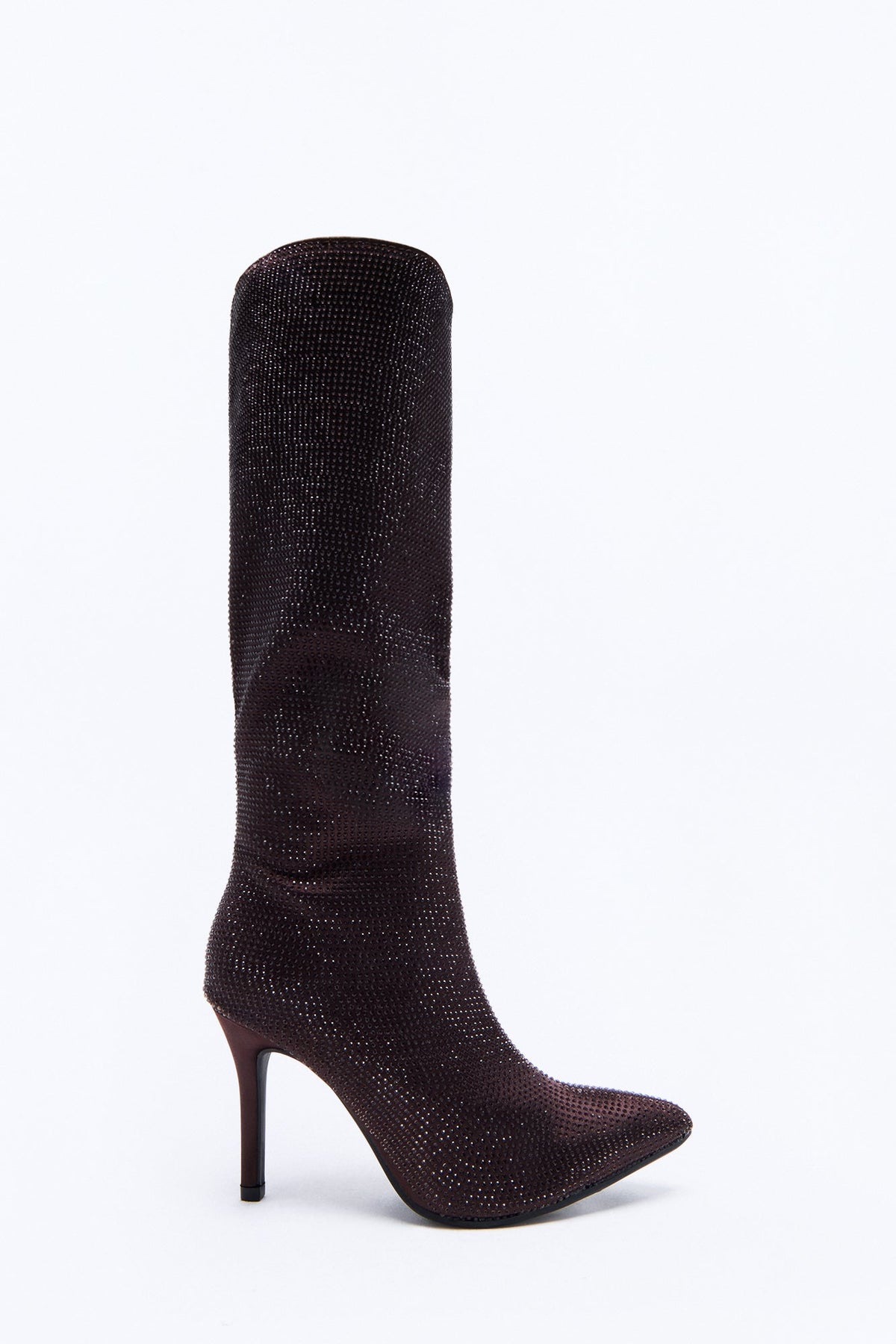 Vienna Embellished Stiletto Strech Boots - Brown