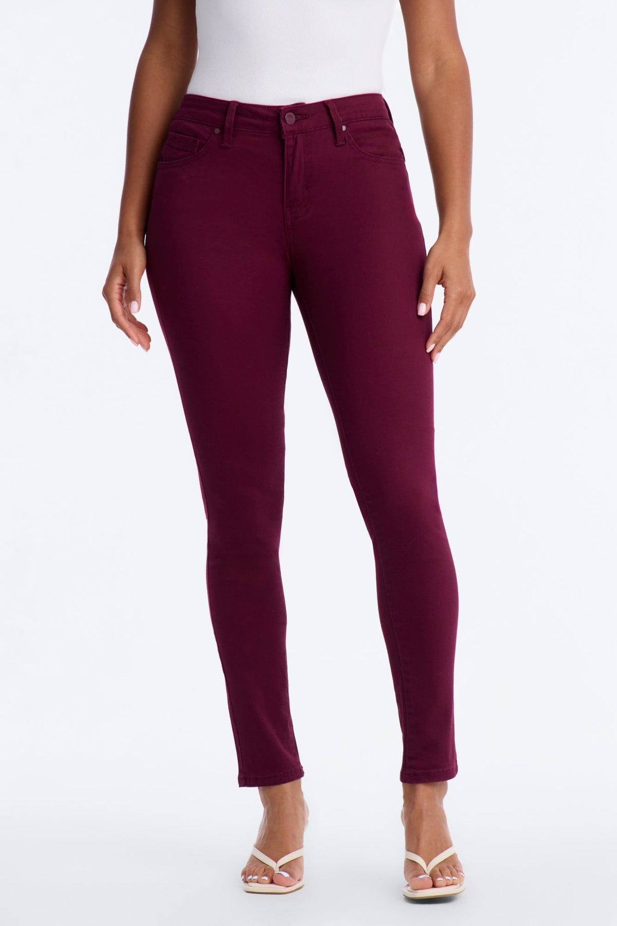 Serving You Body Low Rise Stretch Booty Lifter Skinny Jeans - Burgundy