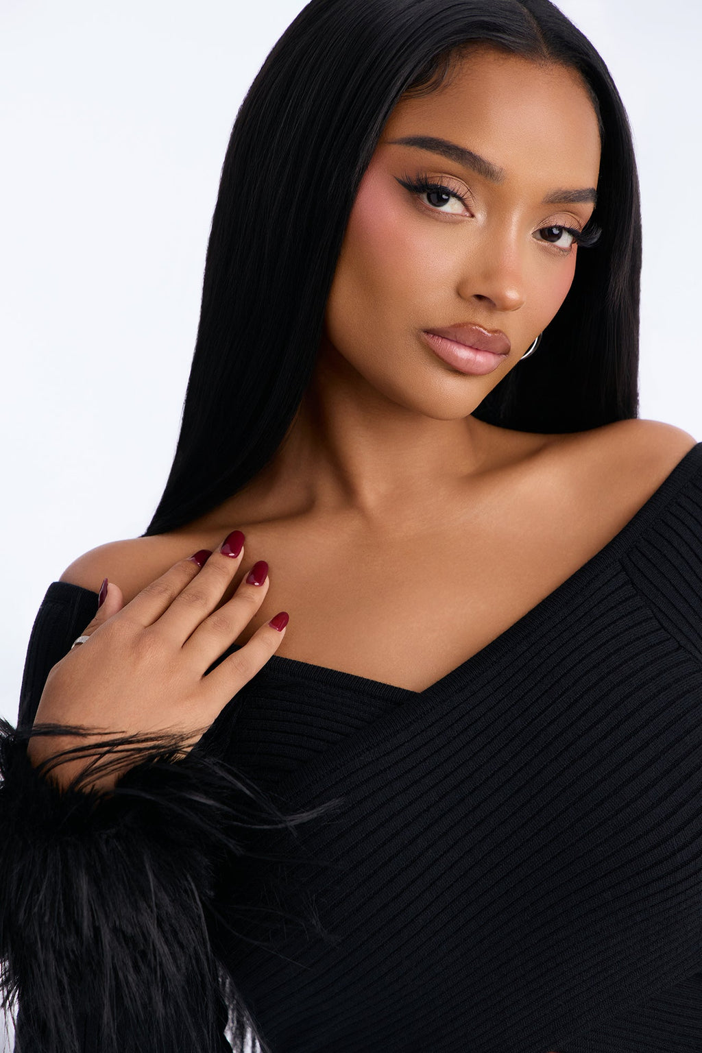 Cozy Plots Off Shoulder Mini Dress - Black