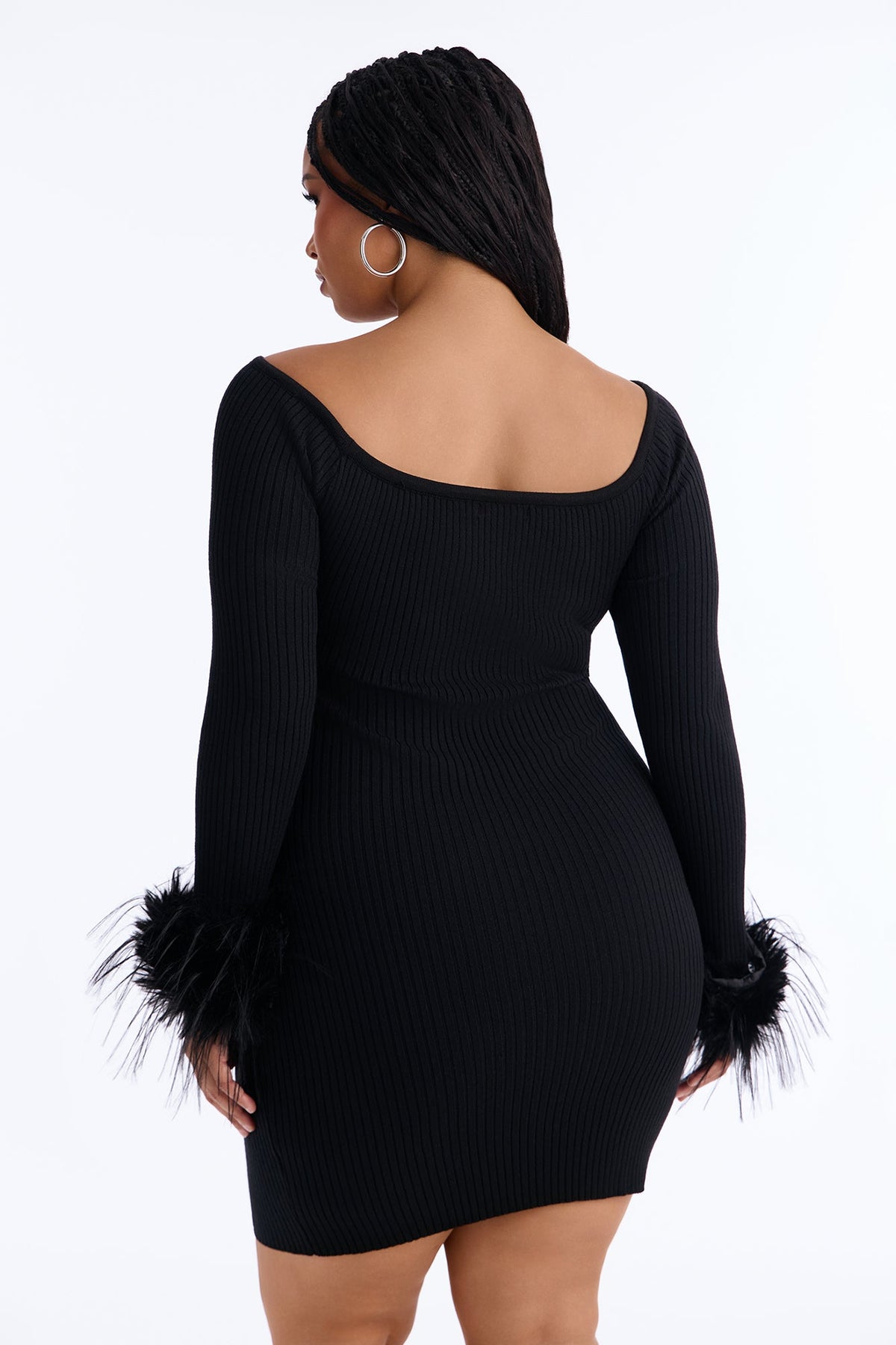Cozy Plots Off Shoulder Mini Dress - Black