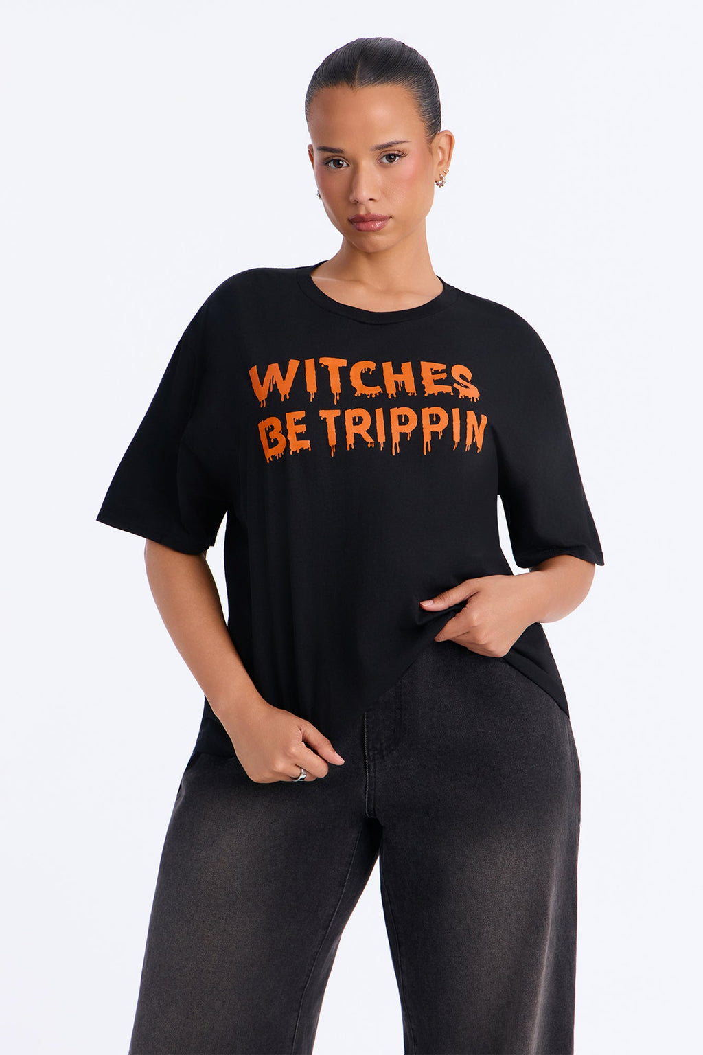Witches Be Trippin Washed Tee - Black