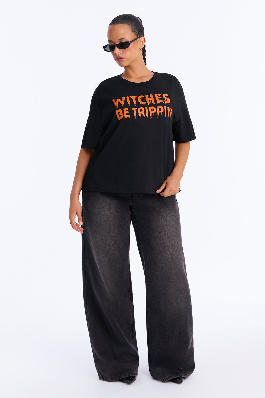 Witches Be Trippin Washed Tee - Black