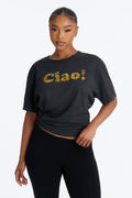 Ciao Bella Leopard Washed Tee - Black