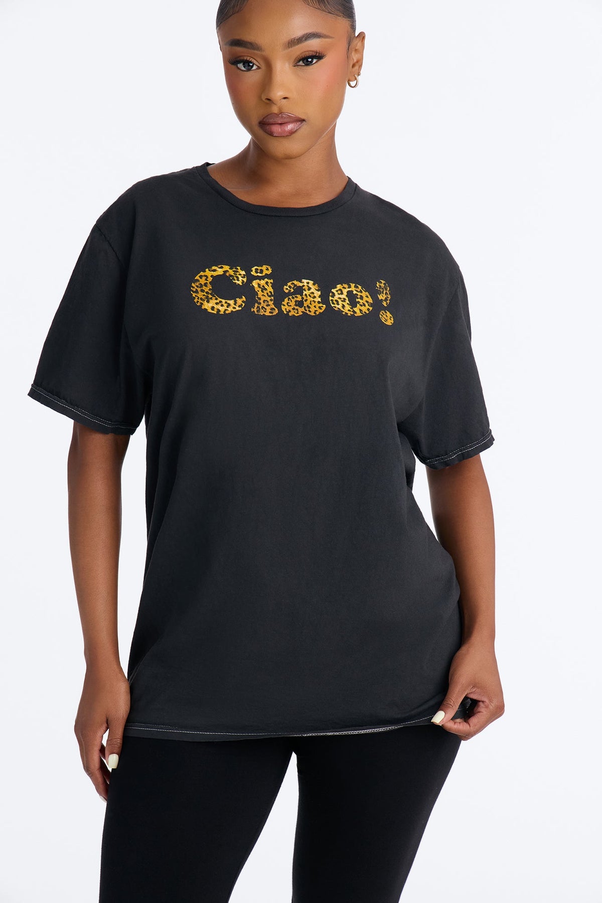 Ciao Bella Leopard Washed Tee - Black