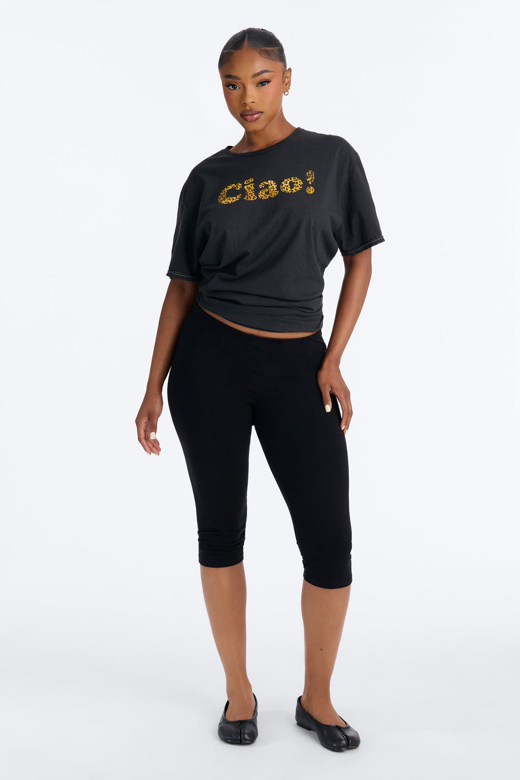 Ciao Bella Leopard Washed Tee - Black