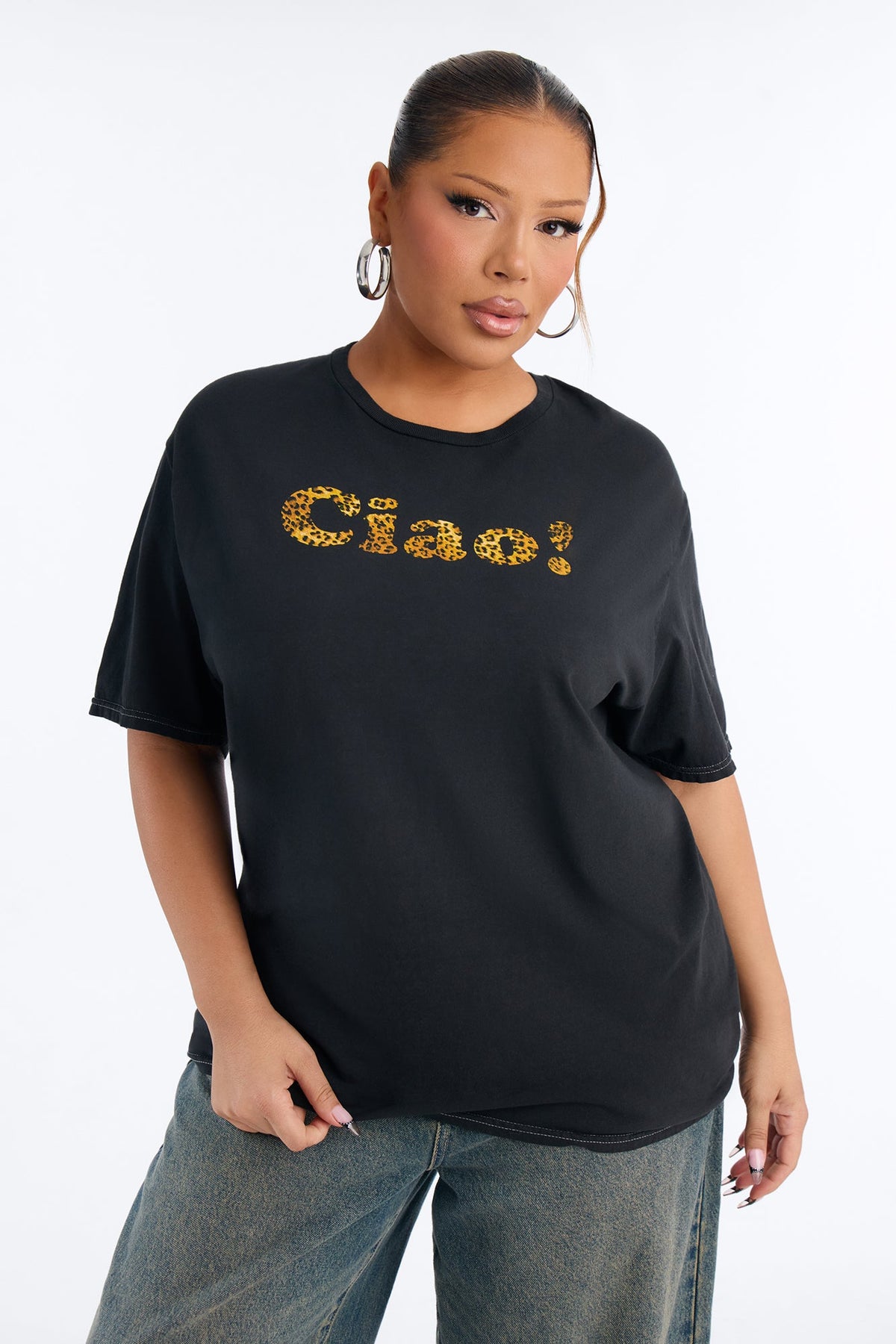 Ciao Bella Leopard Washed Tee - Black
