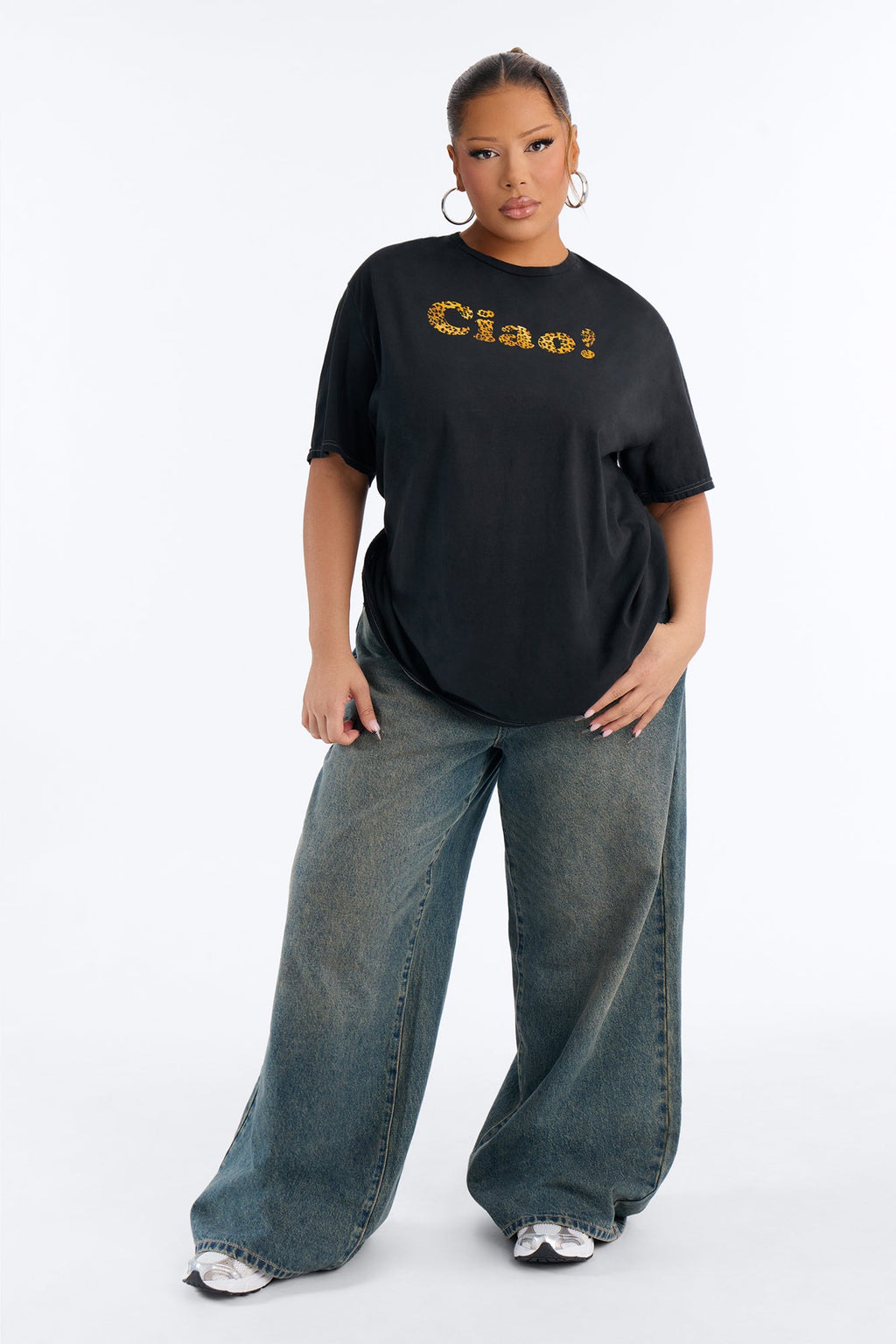 Ciao Bella Leopard Washed Tee - Black