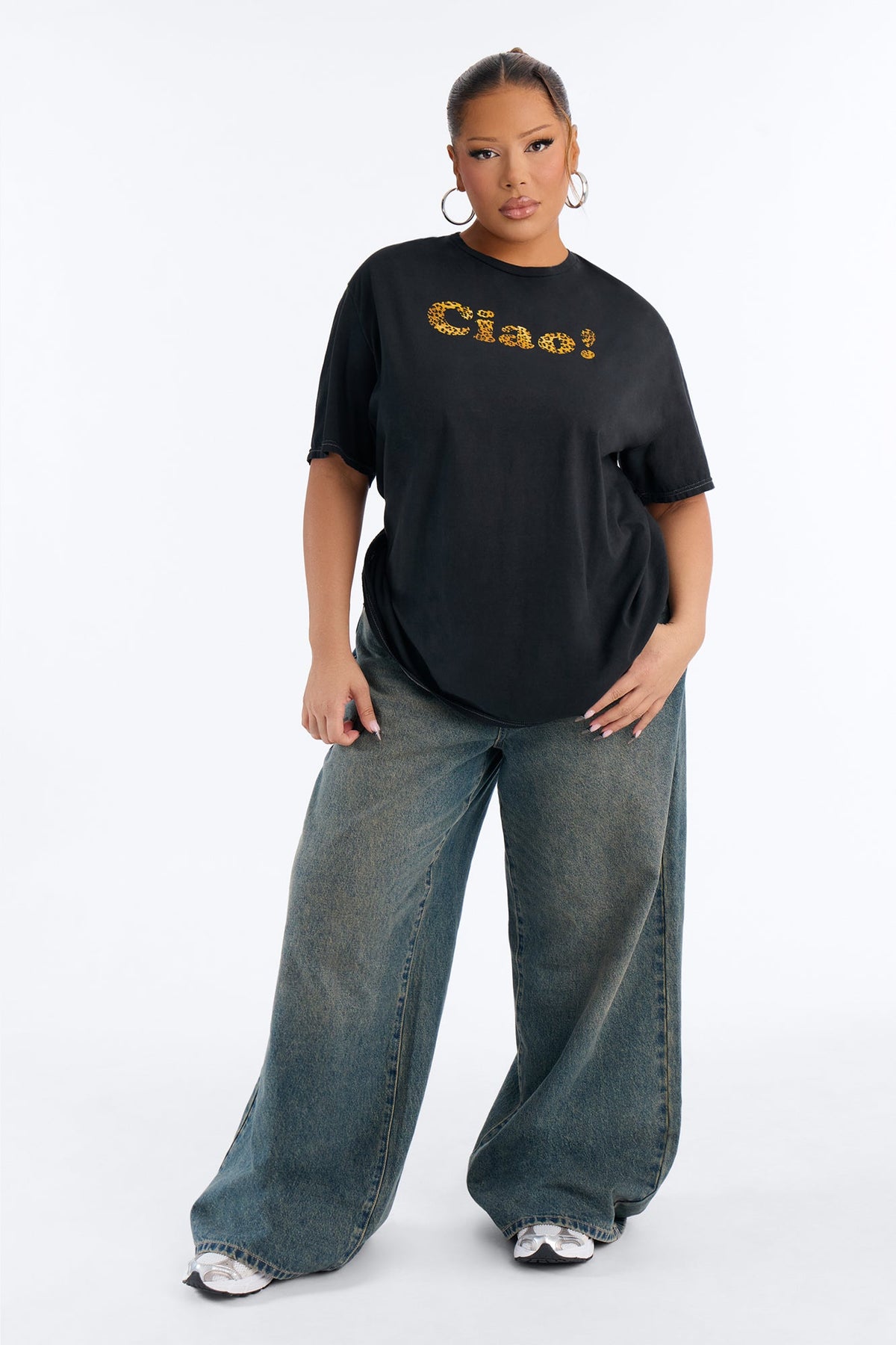 Ciao Bella Leopard Washed Tee - Black
