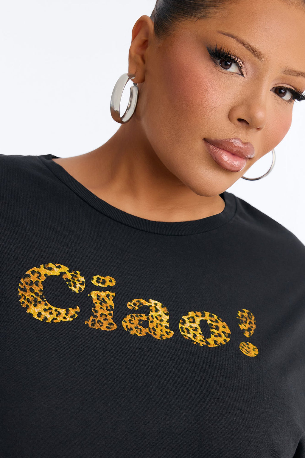 Ciao Bella Leopard Washed Tee - Black