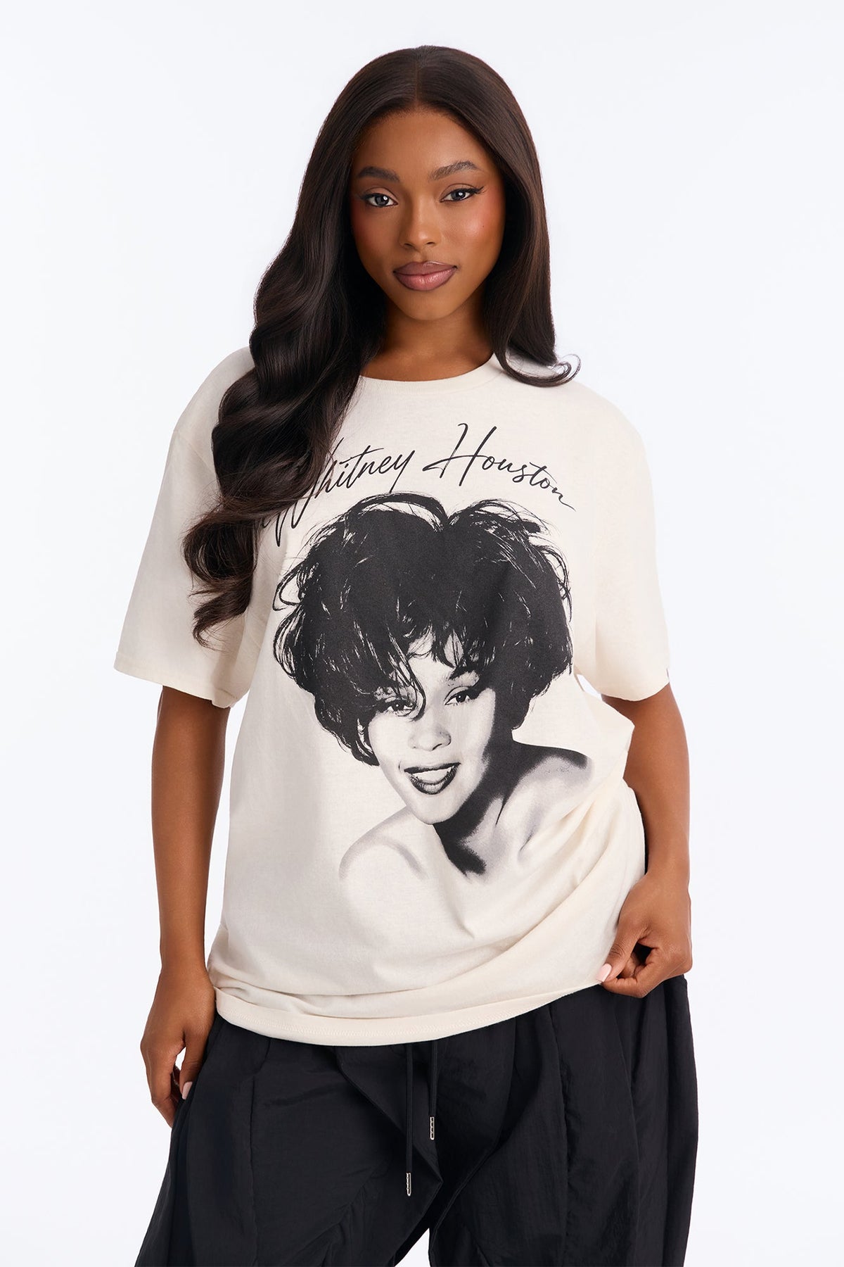 Whitney Houston Portrait Tee - Off White