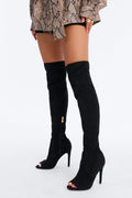 Do Your Thing Thigh High Heeled Boots - Black