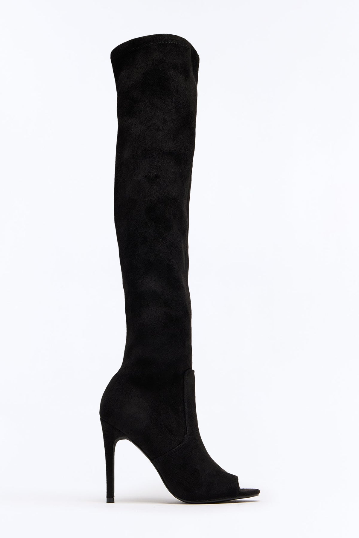 Do Your Thing Thigh High Heeled Boots - Black