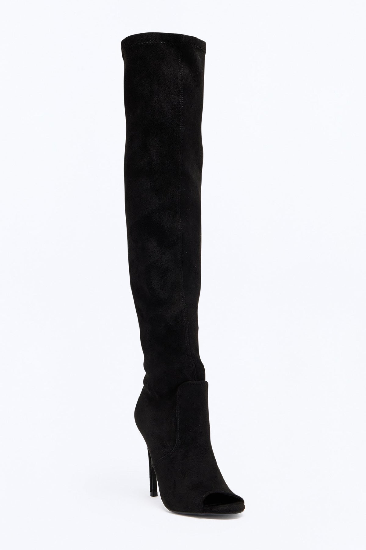 Do Your Thing Thigh High Heeled Boots - Black