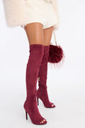 Do Your Thing Thigh High Heeled Boots - Burgundy