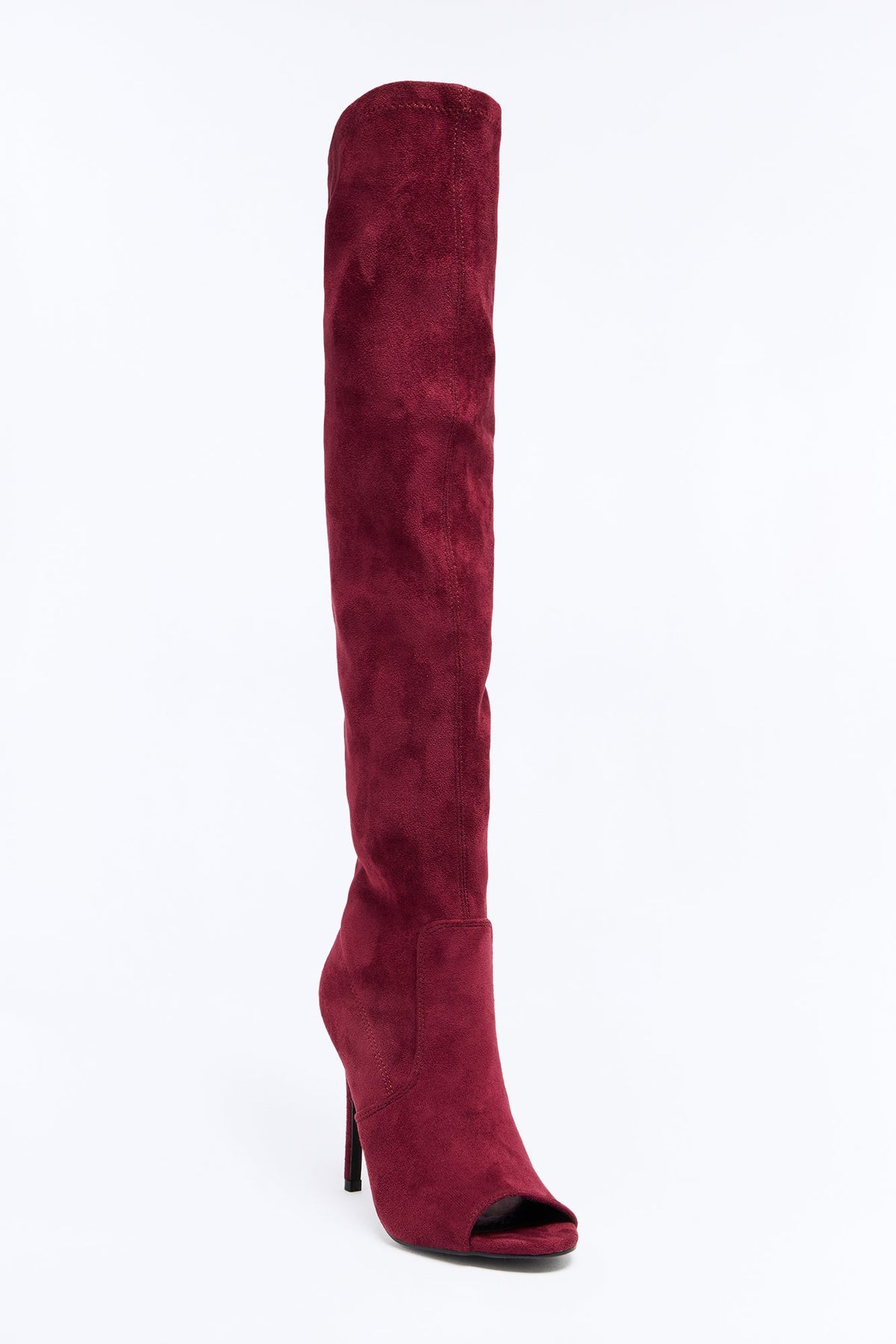 Do Your Thing Thigh High Heeled Boots - Burgundy