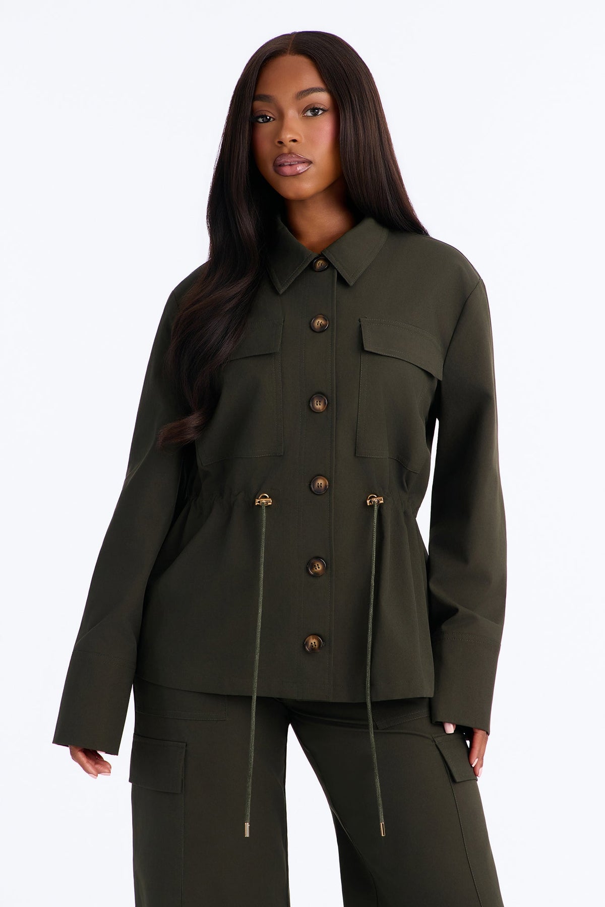 Helena Cargo Cinched Pant Set - Olive