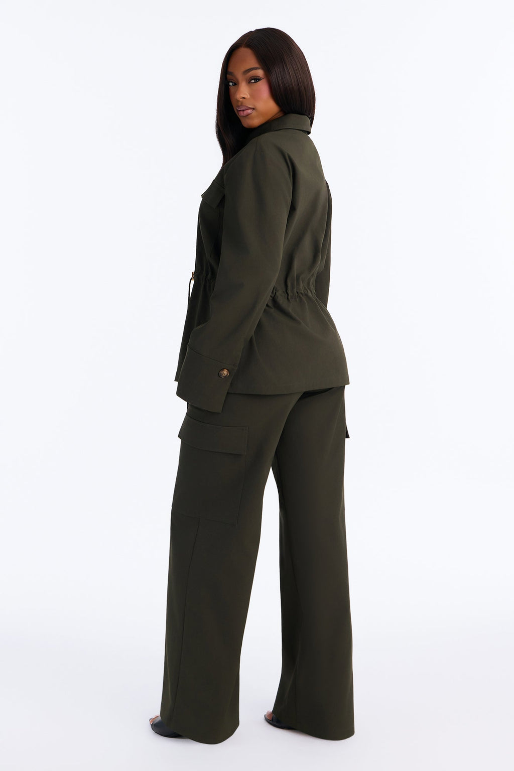 Helena Cargo Cinched Pant Set - Olive